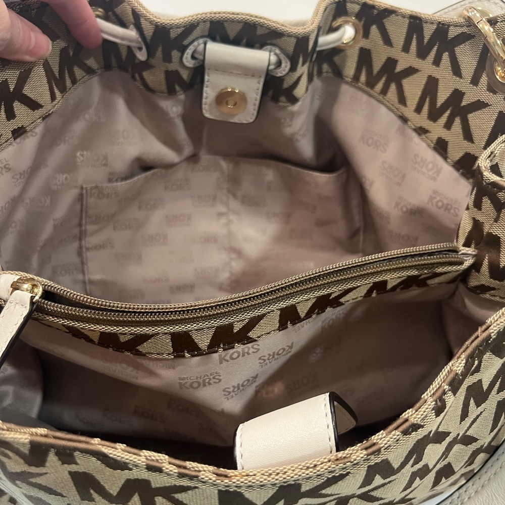 MICHAEL KORS Ludlow Shoulder Bag Signature Jacquard and Leather new with tags - Picture 13 of 16